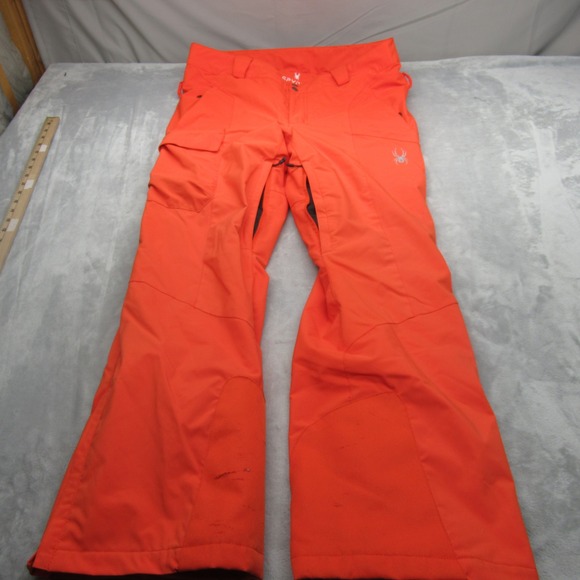 Spyder Snow Pants Mens Large 38x32 Orange Water Resistant Ski Insulated Winter - Picture 1 of 16